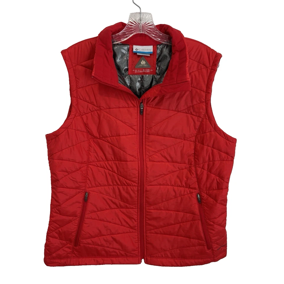 Columbia Omni Shield Quilted Red Vest Women's XL Omni Heat Insulation Zip Up - Image 1 of 4