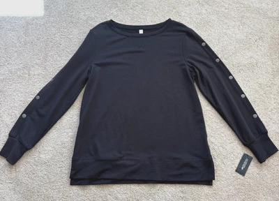 Ideology 女式黑色长袖上衣,L 码,全新带标签 — 第 1/4 张图片