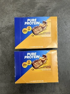2 cajas de barra de proteína pura deportiva en todo el mundo chocolate mantequilla de maní 6 barras - Imagen 1 de 5