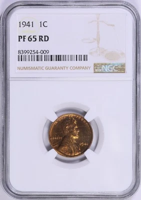 1941 Lincoln Cent NGC PF65 RED PR65 RD - Image 1 of 3