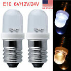 2/10Pcs E10 LED Screw Base Indicator Bulb 6-24V Illumination Lamp Lights White