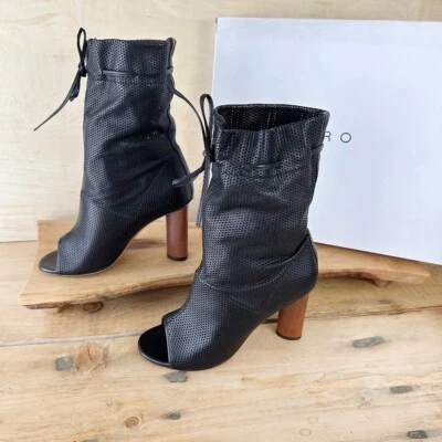 Botines IRO Paris Dairel de cuero perforado negros nuevos en caja 38/7,5 punta abierta Foto 1 de 4