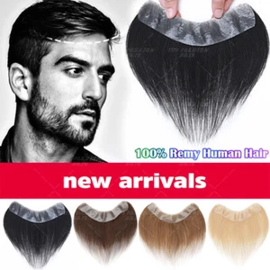 Forehead Hairline Toupee 100% Human Hair Skin PU Man Hairpiece BIOLOGICAL Topper - Picture 1 of 75