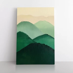 Impresión de pintura abstracta minimalista de montaña verde sobre lienzo enmarcado arte de pared - Imagen 1 de 16