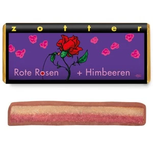 Zotter Handgeschöpfte Schokolade Rote Rosen + Himbeeren 70 g (100 g =6,14 €)
