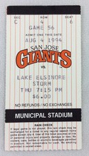 MiLB 1994 08/04 Lake Elsinore Storm at San Jose Giants Baseball Ticket Stub