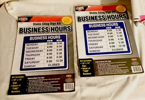 2 Packages Of Static Cling Sign Kit Business Hours-Over 600 Numbers - Picture 1 of 6