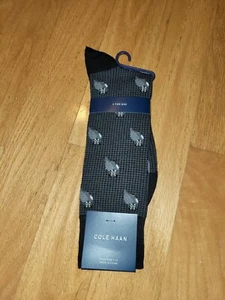 Cole Haan Men's Dress Crew Socks  ALH159 Black/Charcoal Owl - Picture 1 of 6