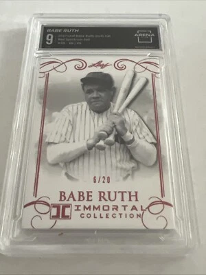 2017 Leaf Babe Ruth #49 Immortal Collection RED FOIL /20 GRADED ARENA CLUB 9 MNT - Image 1 of 4