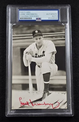 HANK GREENBERG Signed Real Photo Postcard-HOF-DETROIT TIGERS-PSA - Image 1 of 4