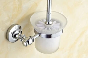 Juego de soporte de cepillo de inodoro montado en la pared de latón cromado accesorios de limpieza de baño - Imagen 1 de 6