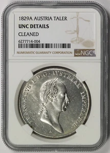 1829 A Austria Taler Silver UNC Details NGC - Picture 1 of 4