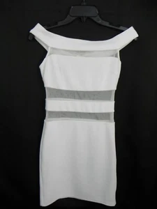 New MISS SELFRIDGE sz 4 WHITE Bodycon w MESH TORSO Mini DRESS Off Shoulder NOS - Picture 1 of 8