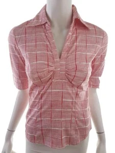 Vero moda T. S Rojo Blusa Algodón Manga corta Cuadros - Imagen 1 de 5