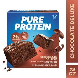 Pure Protein Bar, Chocolate Deluxe, 21g Protein, Gluten Free, 1.76 oz, 12 Ct - Picture 1 of 4