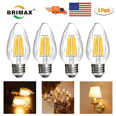 BRIMAX E26 LED Bulbs Light 8W 80W Equivalent Flame Wrinkle Glass Dimmable Bulbs - Image 1 of 4