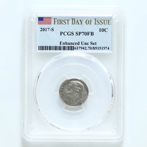 2017 S Enhanced Roosevelt Dime 225th PCGS SP 70 FB Full Bands See Pics A028 Cover