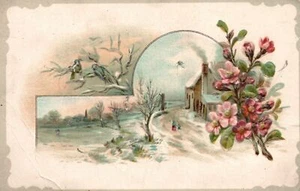 1880s-90s Trade Card Winter Homestead Scene Lion Coffee Mocha Java Woolson Spice - Picture 1 of 2
