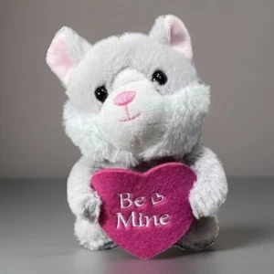 Tom’s Toys Valentine's Day White Kitty Cat W/pink Heart “Be Mine” 5.5in Plush - Picture 1 of 4