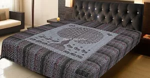 Bohemian Double Kantha Handmade Cotton Quilt Bed Cover Throw Blanket Gudari - Picture 1 of 6