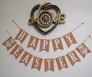 HAPPY EASTER Decoration  Bunting Gifts Banner WITH EASTER EGG hanging Handmade 