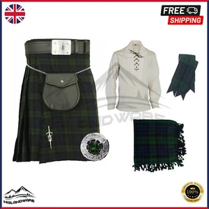 Juego de falda escocesa escocesa de tartán 8 yardas 16 oz para hombre conjunto 9 piezas/broche alfiler - Imagen 1 de 3