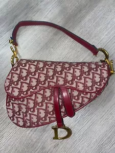 NWOT Christian Dior Oblique Saddle Belt Pouch Bag Canvas Leather Bordeaux - Picture 1 of 5