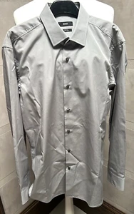 BOSS Men's Cotton Slim Fit Easy Iron Grey Colour Size 41/16 - Picture 1 of 12