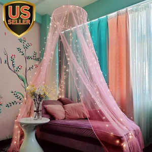 Bed Canopy Mosquito Net with 250Pcs Warm White Curtain Lights, for Girls Room... - Picture 1 of 1