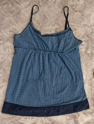 Top Heritage 1981 con correa de espagueti estampado azul algodón boho M damas jóvenes  Foto 1 de 4