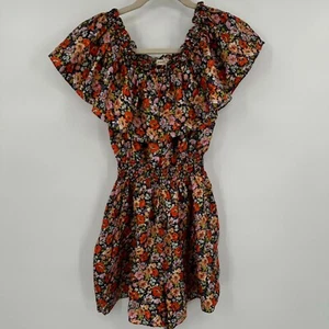 Rebecca Taylor Off-Shoulder Kleid Damen 2 Multi Blumen 100% Seide gesmokt Rüschen - Bild 1 von 12