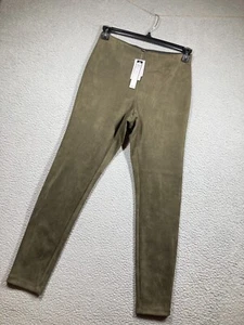 Catherine Malandrino Pants Women's Small Green Faux Leather Pull On Stretch NEW - Picture 1 of 16