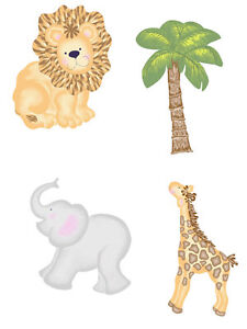 Jungle Animal Jamboree Palm Trees Lions Elephant 25 Wallies Wall Decals Stickers