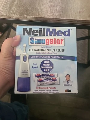 Kit de lavado nasal pulsante inalámbrico Neilmed Sinugator un irrigador paquete de 30 8/27 Foto 1 de 4