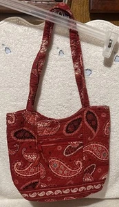 Vera Bradley Mesa Rojo Paisley Bolso de Hombro Cartera Retirado Raro Patrón LEER - Imagen 1 de 7