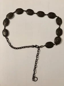 Vtg Womens Western Concho Belt One Size Cowgirl Boho Brass Medallion Chain Belt - Picture 1 of 9