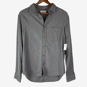 Old Navy Hemd Herren M grau doppelt gebürstet Flanell Knopfleiste Langarm NEU - Bild 1 von 9