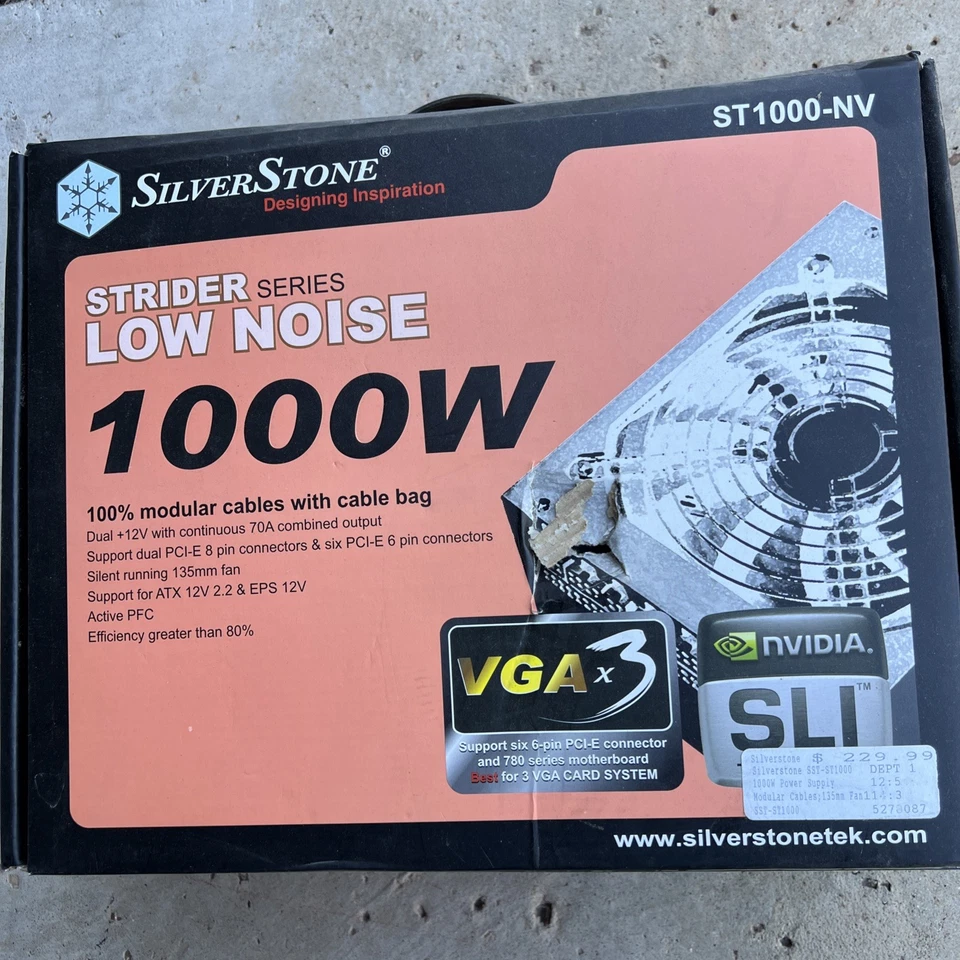 SilverStone ST1000 Strider Series 1000w Plus  Box & Manual New - Image 1 of 1