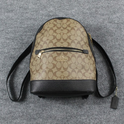 Coach Kenley zaino donna marrone nero firmato tela pelle borsa C5679