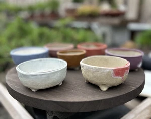 Japanische Bonsai Topf Mini Runde Schale Typ 3 Set Made Japan NEU - Bild 1 von 6