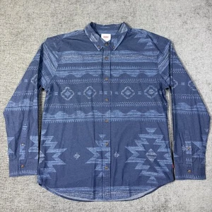Levis Shirt Men’s XL Long Sleeve Button Blue Aztec Southwestern All Over Print - Picture 1 of 8