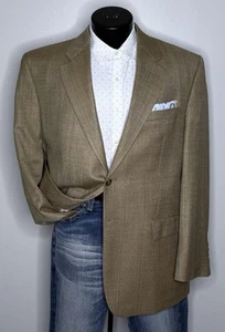 Ralph Lauren Silk Wool Taupe Tan Red Blue Blazer Jacket Suit Coat Mens 44R VTG - Picture 1 of 17