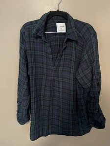 Sonoma Damen grün V-Ausschnitt Metallic Schimmer kariert Flanell Pullover Shirt Größe 2X - Bild 1 von 13