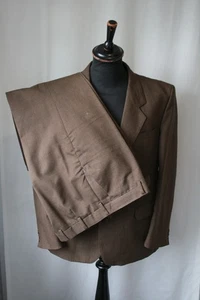 Vtg 70's Tailored brown speckle 2 piece suit large W 38 L 26 + 2" revival - Picture 1 of 17