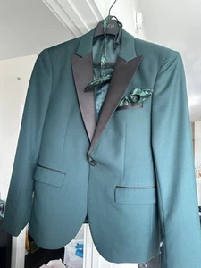 Mage Male Suits for Men Size Small Solid Forest Green 3 Pieces with Bow Tie - Picture 1 of 6