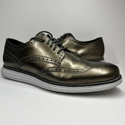 Cole Haan Original Grand Wingtip Oxford Mens 9.5 M C23393 Pewter Metallic Preppy - Image 1 of 4