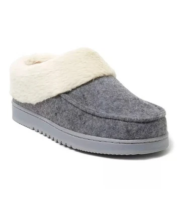 Dearfoams Ladies Clog Slippers Memory Foam Grey UK 7-8 Indoor/Outdoor Washable