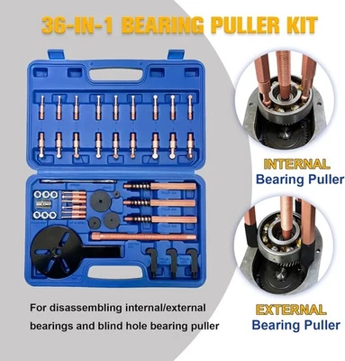 36-in-1 Blind Hole Bearing Puller Kit | 3-Jaw Gear Puller for Cars & Motorcycles - Image 1 of 4