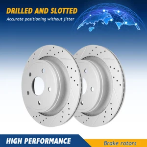 Rear Drilled Slotted Disc Brake Rotors for Chrysler Aspen Dodge Durango Ram 1500 - Picture 1 of 7