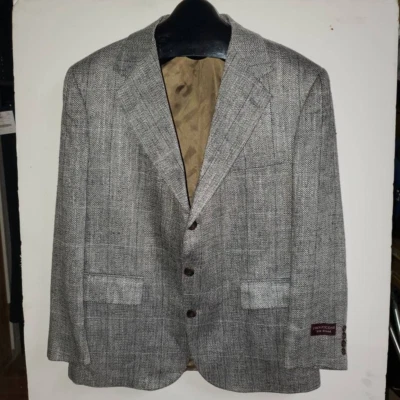 Evan Picone Mens Scott III Three Button Suit Jacket Silver Chevron 42 Short New - Image 1 of 4